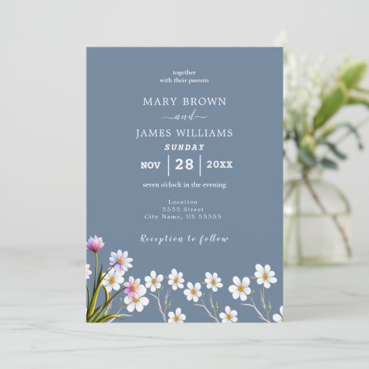 Élégant Faire-part de mariage de périphérique Fleu (Debout devant)