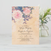 Élégant faire-part de mariage de pivoines roses (Debout devant)