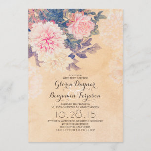 Élégant faire-part de mariage de pivoines roses