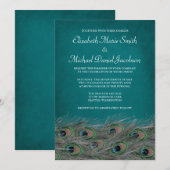 Elégant Faire-part de mariage de plumes de paquebo (Devant / Derrière)