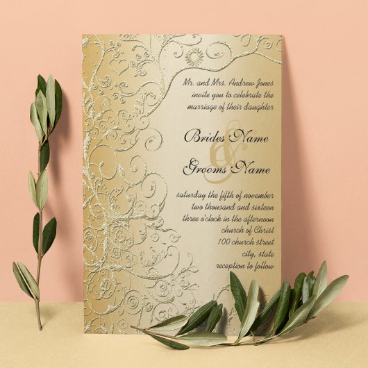 Élégant Faire-part de mariage de police noir en or