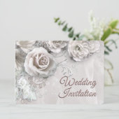 Elégant Faire-part de mariage de Roses Blanches An (Debout devant)