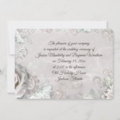 Elégant Faire-part de mariage de Roses Blanches An (Dos)