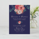 Élégant faire-part de mariage de roses bleues (Debout devant)