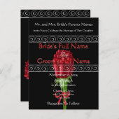 Elégant Faire-part de mariage de Roses Rouges (Devant / Derrière)