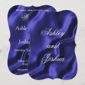 Élégant Faire-part de mariage de satin de soie pou (Devant / Derrière)