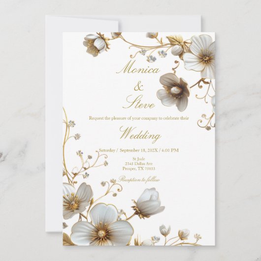 Élégant faire-part de mariage de saumon blanc (Devant)