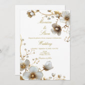 Élégant faire-part de mariage de saumon blanc (Devant / Derrière)