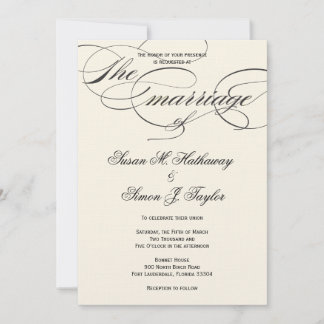 Élégant Faire-part de mariage de script - Blanc no