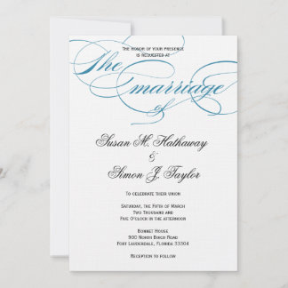 Élégant Faire-part de mariage de script - Bleu