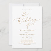 Élégant Faire-part de mariage de script couleur or (Devant)