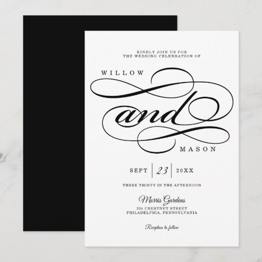 Élégant Faire-part de mariage de script de calligr (Devant / Derrière)