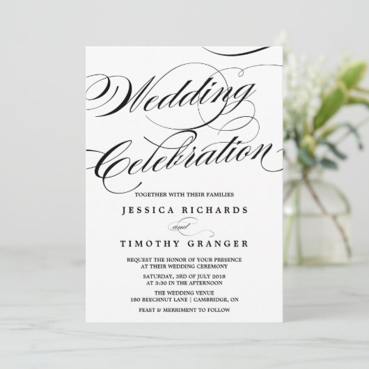 Élégant Faire-part de mariage de script de calligr (Debout devant)