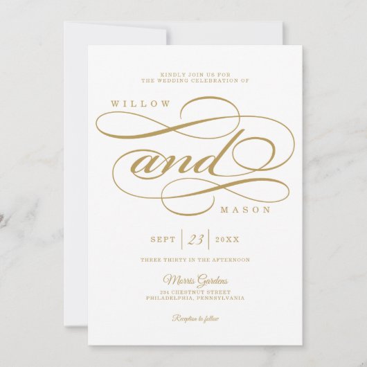Élégant Faire-part de mariage de script de calligr (Devant)