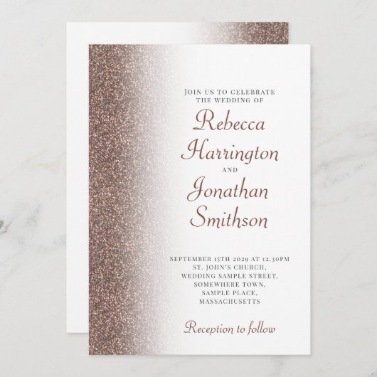 Élégant Faire-part de mariage de script de Parties (Devant / Derrière)