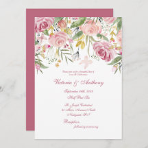 Élégant Faire-part de mariage de script floral ros
