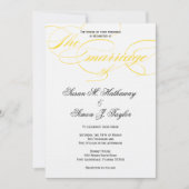 Élégant Faire-part de mariage de script - Jaune (Devant)
