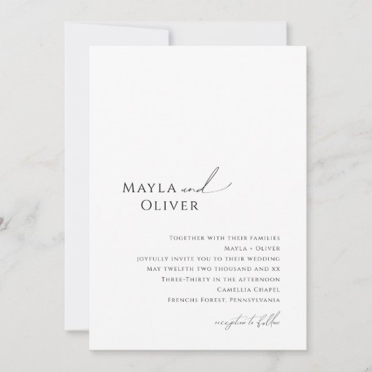 Élégant Faire-part de mariage de script minimalist (Devant)
