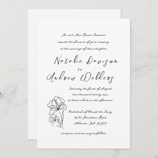 Élégant Faire-part de mariage de script moderne (Devant / Derrière)