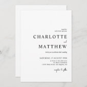 Élégant Faire-part de mariage de script noir et bl (Devant / Derrière)