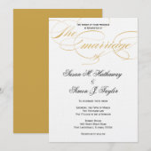 Élégant Faire-part de mariage de script - Or & Noi (Devant / Derrière)