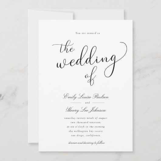 élégant faire-part de mariage de script simple (Devant)