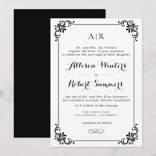 élégant faire-part de mariage de script vintage