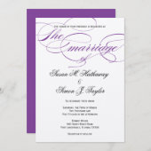 Élégant Faire-part de mariage de script - violet (Devant / Derrière)