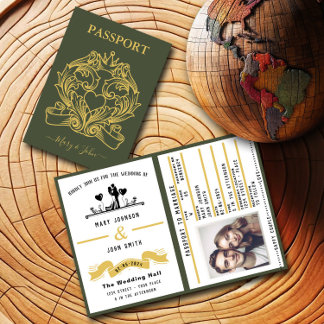 Élégant Faire-part de mariage de style Passeport V