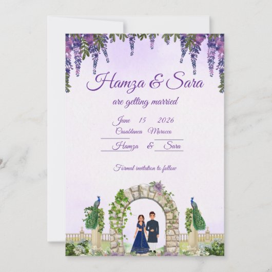 Élégant Faire-part de mariage de tableau de bord | (Devant)