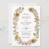 Élégant Faire-part de mariage de tournesol (Devant)