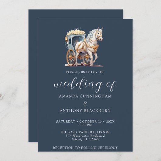 Élégant Faire-part de mariage de transport tiré à (Devant / Derrière)