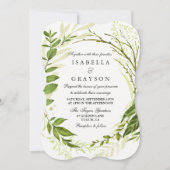 Élégant Faire-part de mariage de verdure de forêt (Devant)
