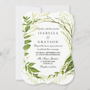 Élégant Faire-part de mariage de verdure de forêt