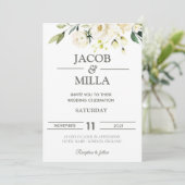 Elégant Faire-part de mariage de verdure dorée (Debout devant)