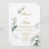 Elégant Faire-part de mariage de verdure en espagn (Devant / Derrière)