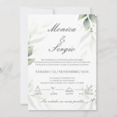 Elégant Faire-part de mariage de verdure en espagn (Devant)