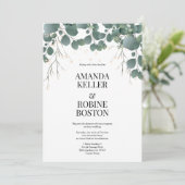 Elégant Faire-part de mariage de verdure Eucalyptu (Debout devant)