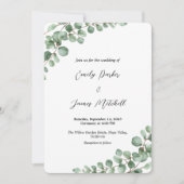 Elégant Faire-part de mariage de verdure Eucalyptu (Devant)