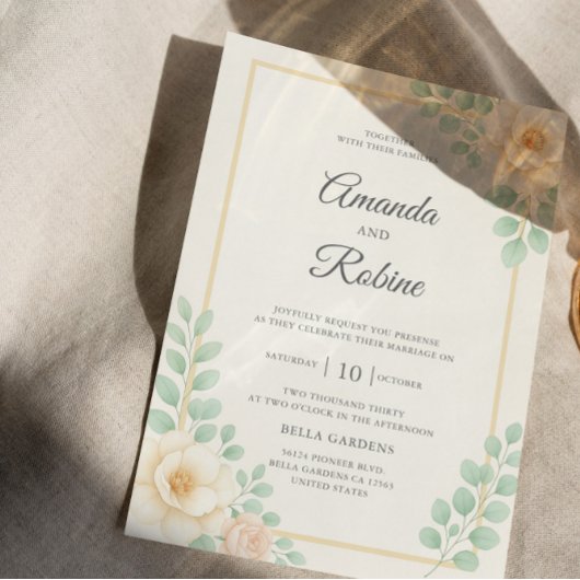 Elégant Faire-part de mariage de verdure Eucalyptu