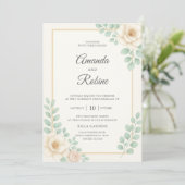 Elégant Faire-part de mariage de verdure Eucalyptu (Debout devant)