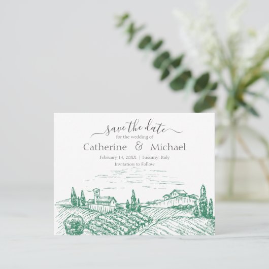 Élégant faire-part de mariage de vignoble (Debout devant)