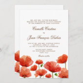 Élégant Faire-part de mariage des fleurs de pavot (Devant / Derrière)