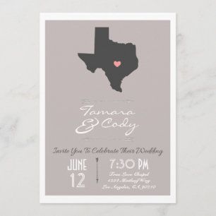 Élégant Faire-part de mariage d'État du Texas