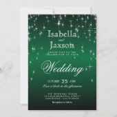 Élégant Faire-part de mariage d'Étoiles Vert foncé (Devant)