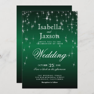 Élégant Faire-part de mariage d'Étoiles Vert foncé