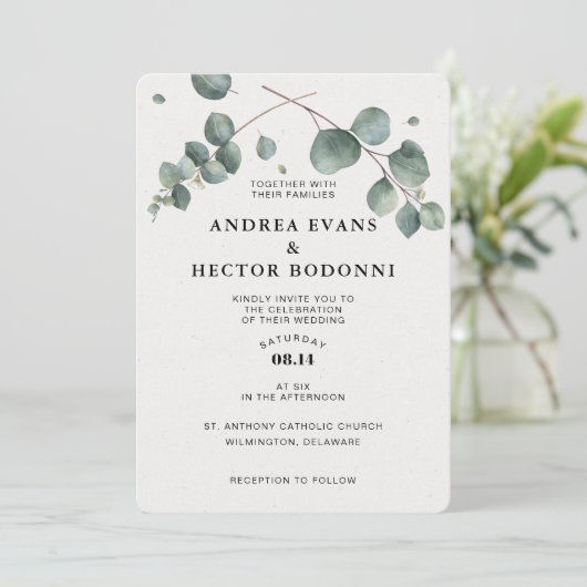 Elégant Faire-part de mariage d'Eucalyptus (Debout devant)