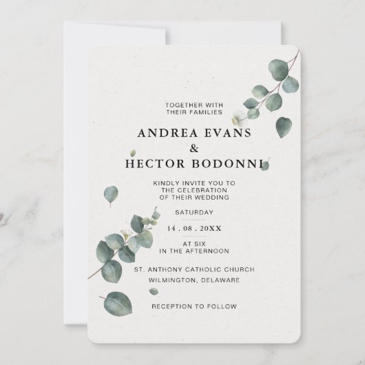 Elégant Faire-part de mariage d'Eucalyptus (Devant)