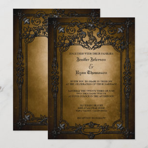 Élégant faire-part de mariage d'halloween gothique