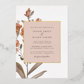 Élégant Faire-part de mariage d'huile d'or floral  (Recto)